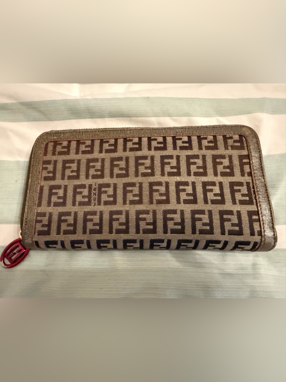 Fendi Monogram Zucchino/Zucca Zip-Around Wallet